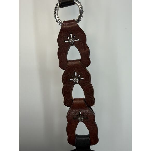 Brighton Koda Black Brown Leather Crossbody Bag Messenger Handbag Silver Tassel - Picture 3 of 13